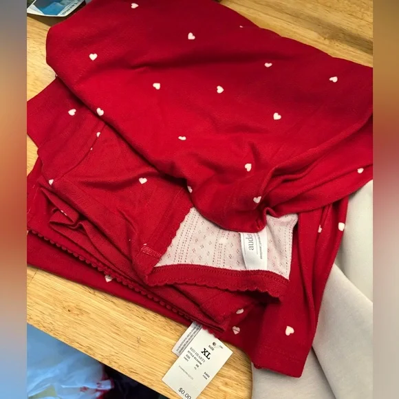 Auden Pointelle Heart Short Sleeve Shirt and Pants Pajama Set Size XL NWT - Picture 3 of 3